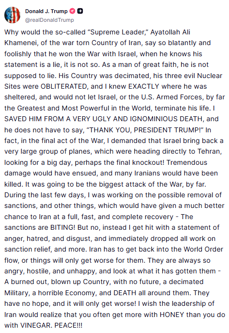 Screenshot Truth Social 